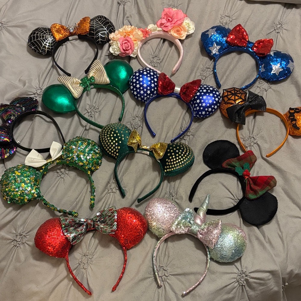 Assorted Sequin & Themed Mouse Ear Headbands - Colorful Collection